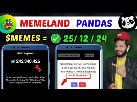 Memeland & Pandas Airdrop 💵 🔥 ｜ Memeland $MEMES Token Hotcoin listing trading start ｜ Pandas ton gas