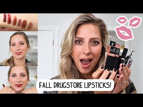 FAVORITE DRUGSTORE FALL LIPSTICKS 2024! Lip Swatches | Drugstore Makeup | Fall Makeup