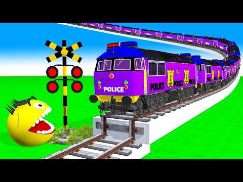 【踏切アニメ】あぶない電車 TRAIN Police Crossing Fumikiri 3D Railroad Crossing Animation #1