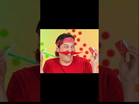 guy with red mustache, fire from girl's mouth