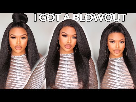 Extremely Natural Kinky Straight Glueless Wig😍 Giving Fresh Blowout Look - LuvmeHair