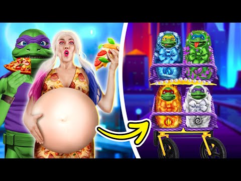 🐢 Ninja Turtles Chaos with Harley Quinn! 🤯 | Pregnancy Crafts & Crazy Hacks