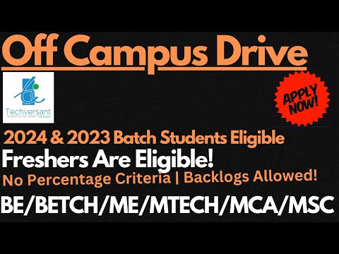 Techversant Off Campus Drive 2023,2024 Eligible | Freshers Are Eligible🔥🔥