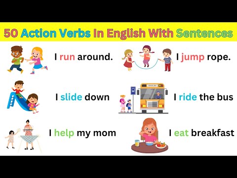 50 Action Verbs In English With Sentences | Action Verbs Vocabulary | English Sentences | #forkids