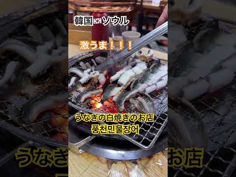 韓国🇰🇷ソウル うなぎの白焼きが美味しすぎる！お店の名前「풍천민물장어」、なんて読んだら良いのか誰か教えてー！🤲#풍천민물장어 #うなぎ #ソウル