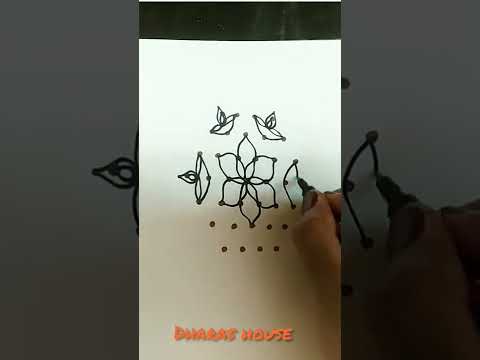 7×4dots chinna vilakku kolam design||small flower rangoli||#shorts