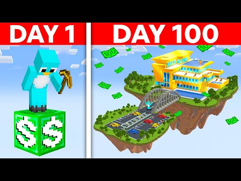 Stranded 100 Days on ONE MILLIONAIRE BLOCK in Minecraft!