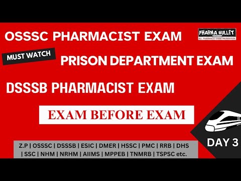 Pharmacist exam preparation | DSSSB | OSSSC | PRISON DEPARTMENT PHARMACIST EXAM QUESTIONS