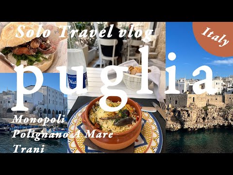 Puglia,Italy -Travel Vlog 🇮🇹Polignano A Mare, Monopoli, Trani, food, travel guide,walking tour, 4K