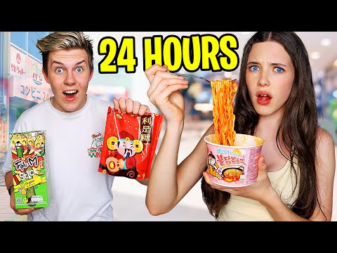 EATING ONLY ASIAN SNACKS FOR 24 HOURS!! Shopping Haul!