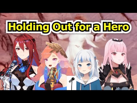 [Hololive Karaoke Mashup] Holding Out For A Hero - Bonnie Tyler by Calli, Kiara, Gura and Elizabeth