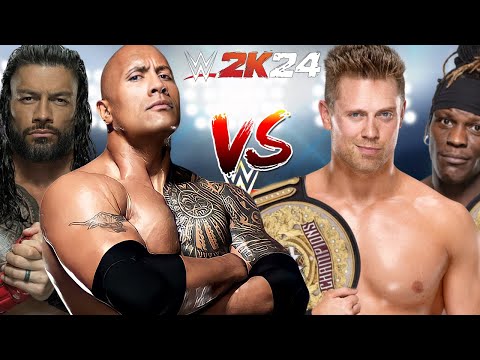 WWE 2K24 AWESOME TRUTH VS. THE ROCK & ROMAN REIGNS 2 ON 2 TAG TEAM MATCH!