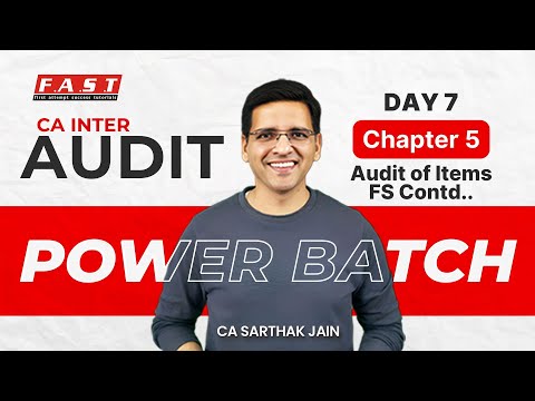 CA Inter Audit Power Day 7 - P2 | Audit of Items of FS Contd...