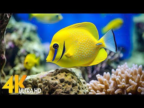 Aquarium 4K VIDEO (ULTRA HD) 🐠 Beautiful Coral Reef Fish - Relaxing Sleep Meditation Music #124