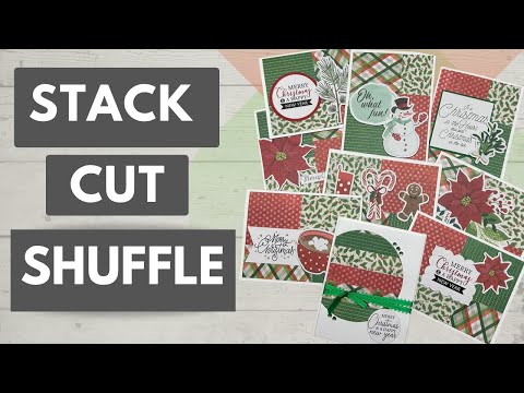 Stack, Cut, Shuffle!  9 Christmas Cards from 4 -6x8” pattern papers! #stackcutshuffle #christmascard