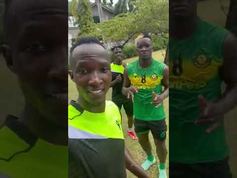 Uganda Cranes players Aucho, Batambuze and Madondo in musical vibes after training in Tanzania