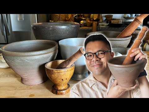 How to season a mortar and pestle (Lao Version)