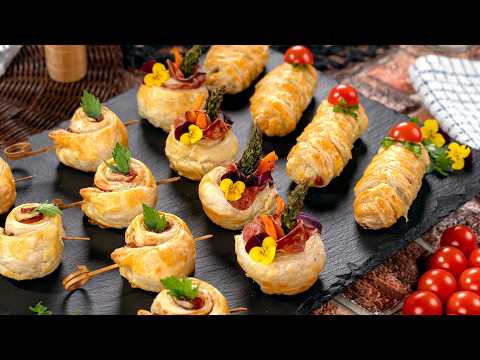 Puff Pastry appetizer recipe ideas - with chicken, bacon, asparagus