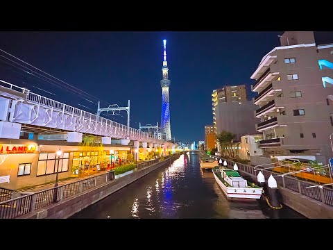 Japan: Tokyo Naka-Okachimachi to Asakusa Night Walk • 4K HDR