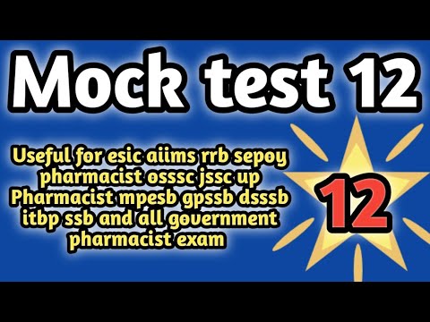 mock test12 forgovernmentpharmacistexam preparation#rrbpharmacistexam#ossscpharmacistandmphwexam2024