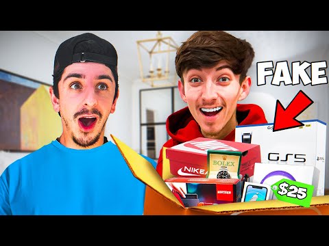 Surprising YouTuber’s With FAKE Expensive Gifts!