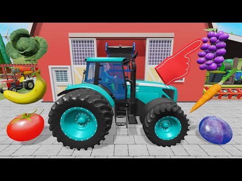 Fruit Tractor - Changing Colors using juicy Fruits and Vegetables - Find out what Colors they are