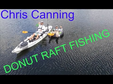 BASS FISHING OFF A BUSTED INFLATABLE DONUT RAFT