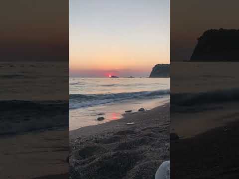 Beautiful sunset view at Buljarica beach in Montenegro filled with relaxing sounds of the sea.