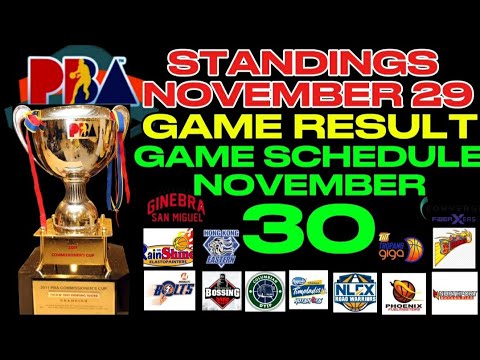 PBA TEAM STANDINGS | PBA GAME RESULTS  NOVEMBER  29,2024 | PBA GAME SCHEDULE NOVEMBER 30,2024