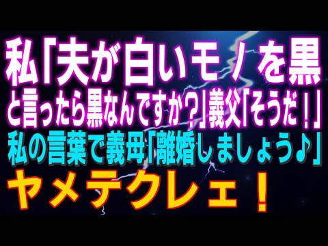 【スカッとする話】私「夫が白いモノを黒と言ったら黒なんですか？」義父「そうだ！」私の言葉で義母「離婚しましょう♪」ヤメテクレェ！（他２本）