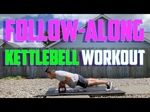 Follow-Along Kettlebell Workout: Swings, Chops, Shooter Pushups, Twists, & Delt Raises