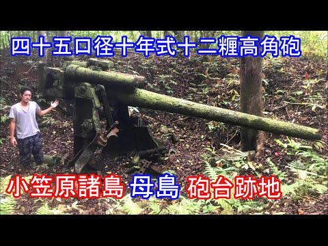 母島の戦跡①砲台跡地「四十五口径十年式十二糎高角砲」