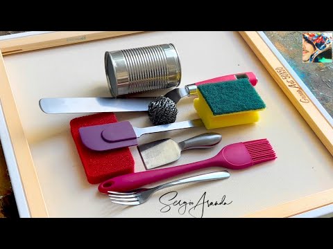 Unleash Your Creativity: Contemporary Painting with Kitchen Utensils ONLY a brushless challenge