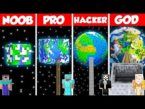 Planet Earth Build Battle Challenge - Noob vs Pro vs Hacker vs God - Minecraft Animation