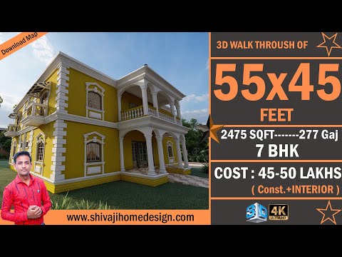 🏡 Goa house plan design | 55*45 Home Design | Goa house interior design | #ShivajiHomeDesign