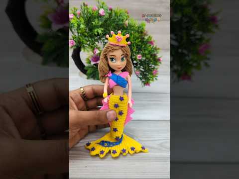 Changeable Yellow Mermaid Doll Dress Making With Super Clay🧜‍♀️🌈💕 #mermaid #shorts #clayart #viral