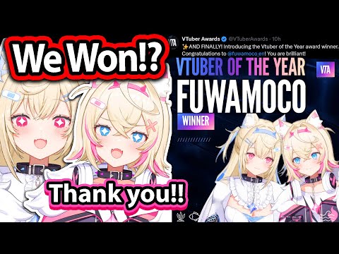 FUWAMOCO reacts to them winning Vtuber of the Year Award in the VTuber Awards 【Hololive】