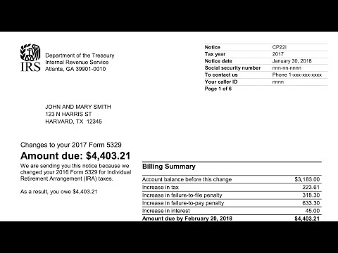 How to understand your CP22I Notice (IRS made adjustments to IRS Form 5329, you owe taxes)