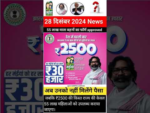 28 दिसंबर - 2500 आज इस समय मिलेगा | Maiya Yojana 2500 | Maiya Samman Yojana 2500 kab milega#news 🔴