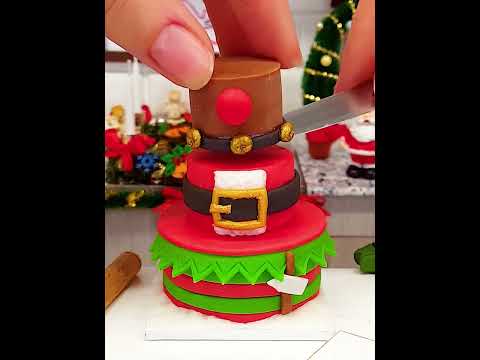 Mini REAL Christmas cake/ ASMR  #minicooking #miniaturecooking