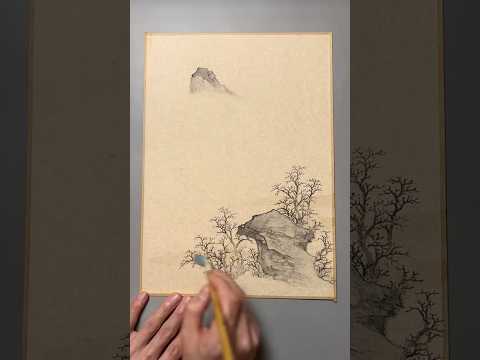 traditional landscape painting ，how to paint chinese landscape， #水墨画 #中国画 #art #shorts