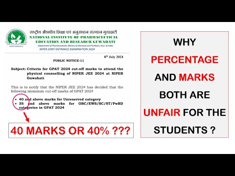 "MARKS" OR "%" ? WHY BOTH ARE UNFAIR FOR STUDENT ? NIPER CUT OFF I GPAT CUT OFF 2024 I NIPER CUT OFF