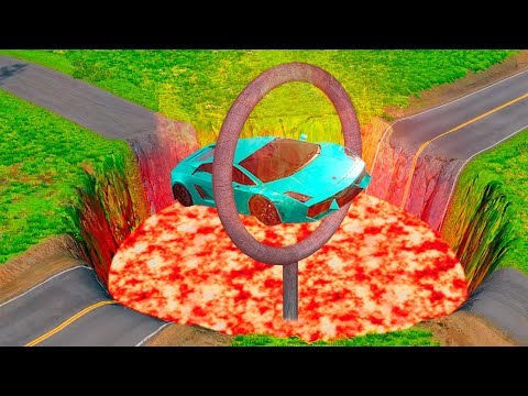 Cars Vs Massive Lava Pit