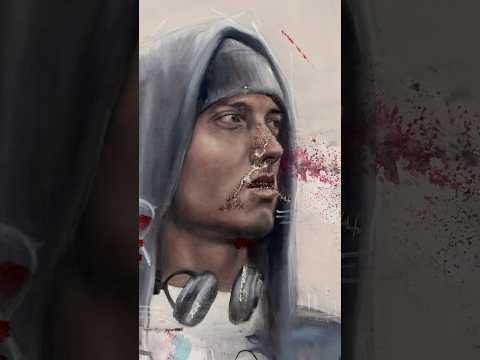 I dropped a chainsaw 30 feet onto my Eminem painting