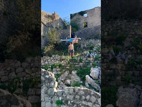 Trust 💙 Who would you trust to hold you on the side of a cliff? #acrobat #circus #cliff #junglegym