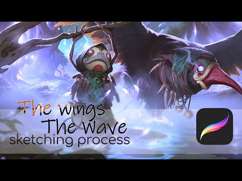 The wings and the wave - sketching process