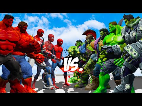 Epic Showdown: Team Red Hulk vs. Team Green Hulk!