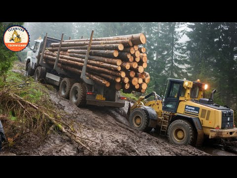 Dangerous Logging Truck Operations, World’s Biggest Machines at Work in Extreme Conditions #32