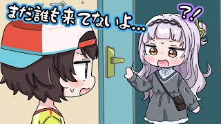 【手描き】久しぶりの2期生オフコラボで誰も来なくて焦るスバルとシオン【大空スバル/紫咲シオン/湊あくあ/癒月ちょこ/百鬼あやめ/ホロライブ切り抜き】【切り抜き漫画】