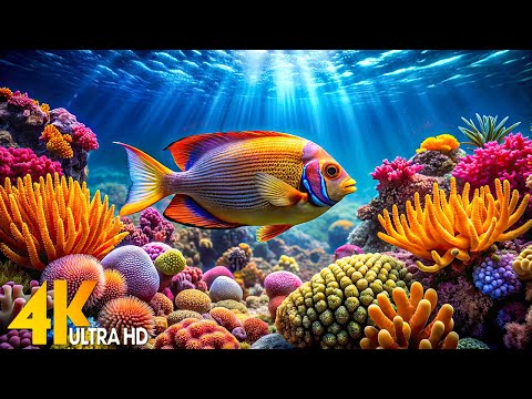 Aquarium 4K VIDEO (ULTRA HD) 🐠 Beautiful Coral Reef Fish - Relaxing Sleep Meditation Music #2